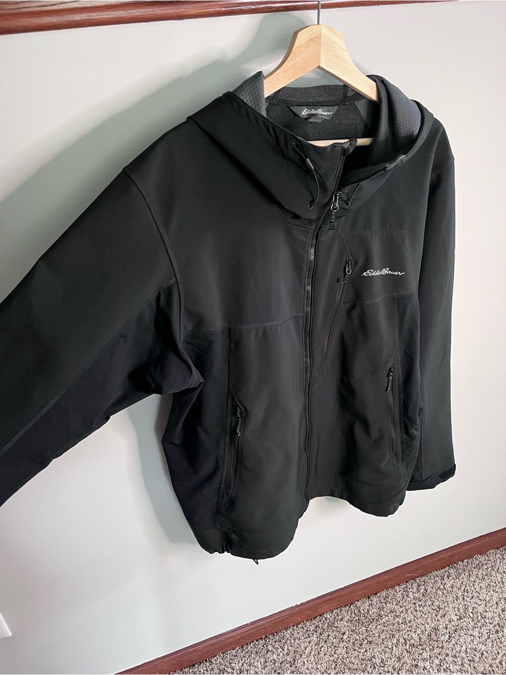 Eddie Bauer First Ascent Mens Sandstone Shield Hooded Softshell Jacket Black L - Picture 2 of 9